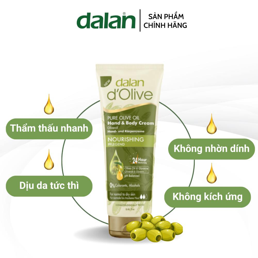 [CHÍNH HÃNG] Kem Dưỡng Da Tay Và Toàn Thân Từ Dầu Olive Dalan D’Olive Pure Olive Oil Hand & Body Cream 250ml