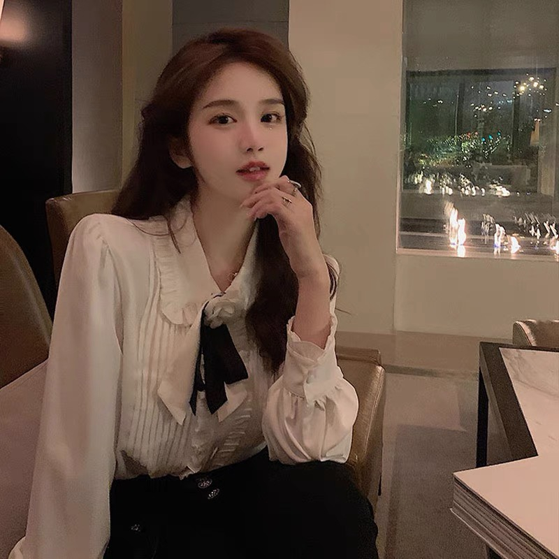 Á́o sơ mi nữ cao cấp kèm nơ cổ tay bèo chẩt lụa mềm mịn nhẹ nhàng nữ tính mùa thu DELIZ STUDIO