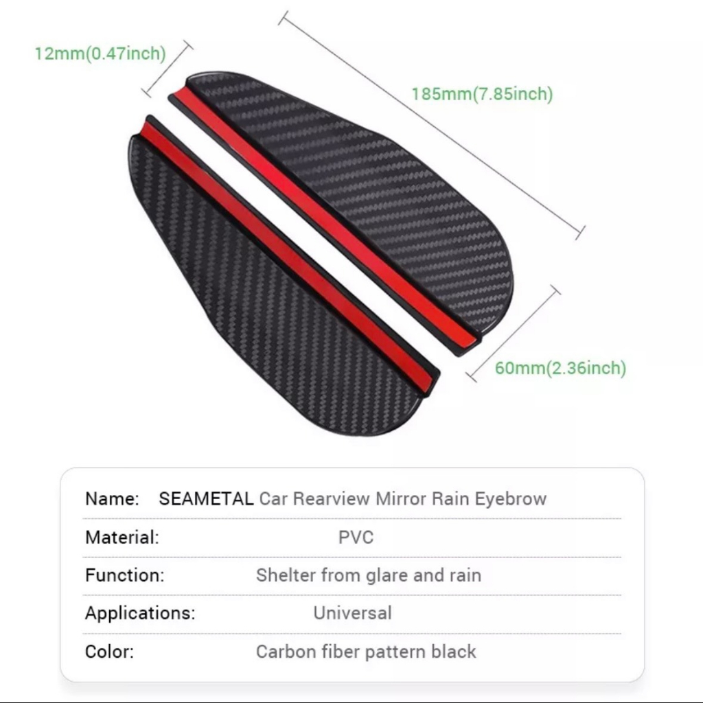 Set 2 miếng vè che gương chiếu hậu xe hơi chống mưa và nắng PVC sợi carbon thông dụng