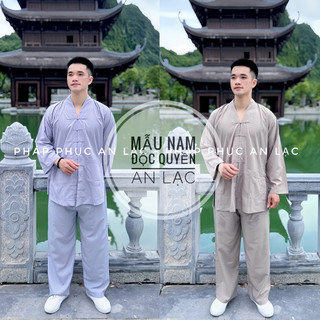 Bộ đi lễ cho nam, đồ đi chùa cho nam, mẫu la hán vải đẹp thoáng mát không nhăn - pháp phục an lạc
