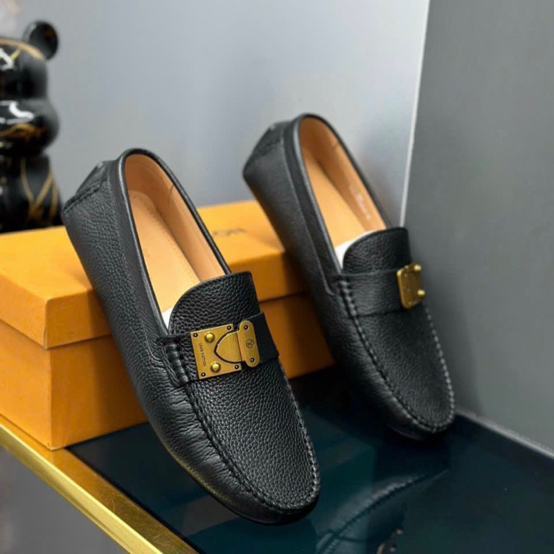 Giày lười nam da bò LV bản khoá cao cấp mới nhất 2023