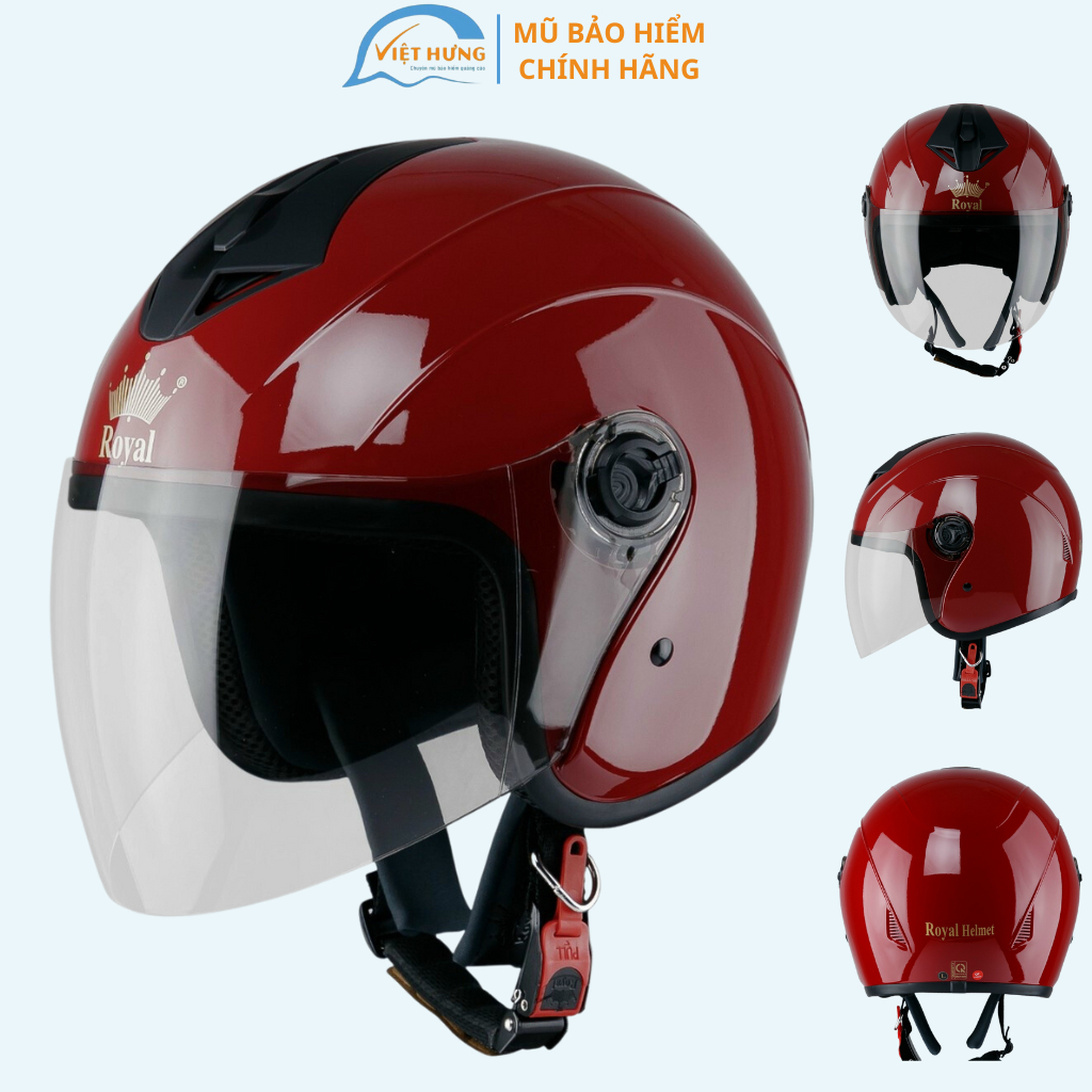 Mũ bảo hiểm trùm đầu kính chống lóa cao cấp – Royal M269 Đô bóng – Hàng chính hãng – Bảo hành 12 tháng