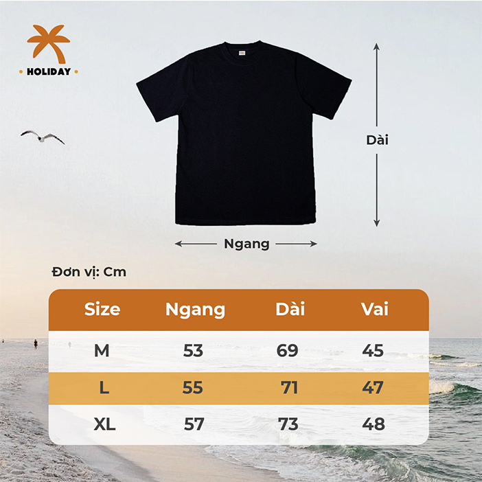 Áo Thun Trơn Holiday Basic Tee | Màu trắng form rộng 250gsm