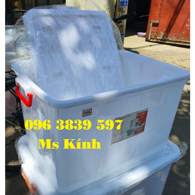 Thùng nhựa có nắp đa năng, có bánh xe