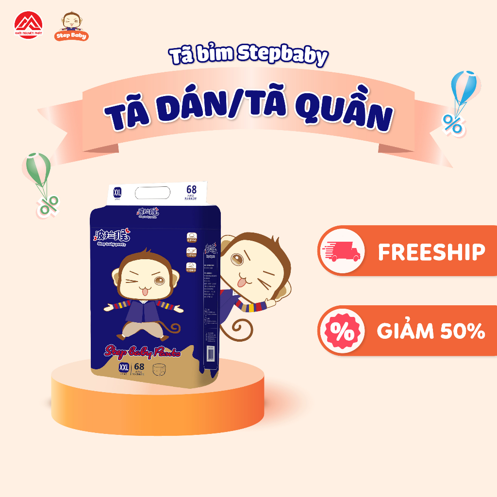 - Tã/ Bỉm Quần/ Dán Step baby - Size S, M, L, XL, 2XL,3XL,4XL - Sumikko, Takizumi, Babycute