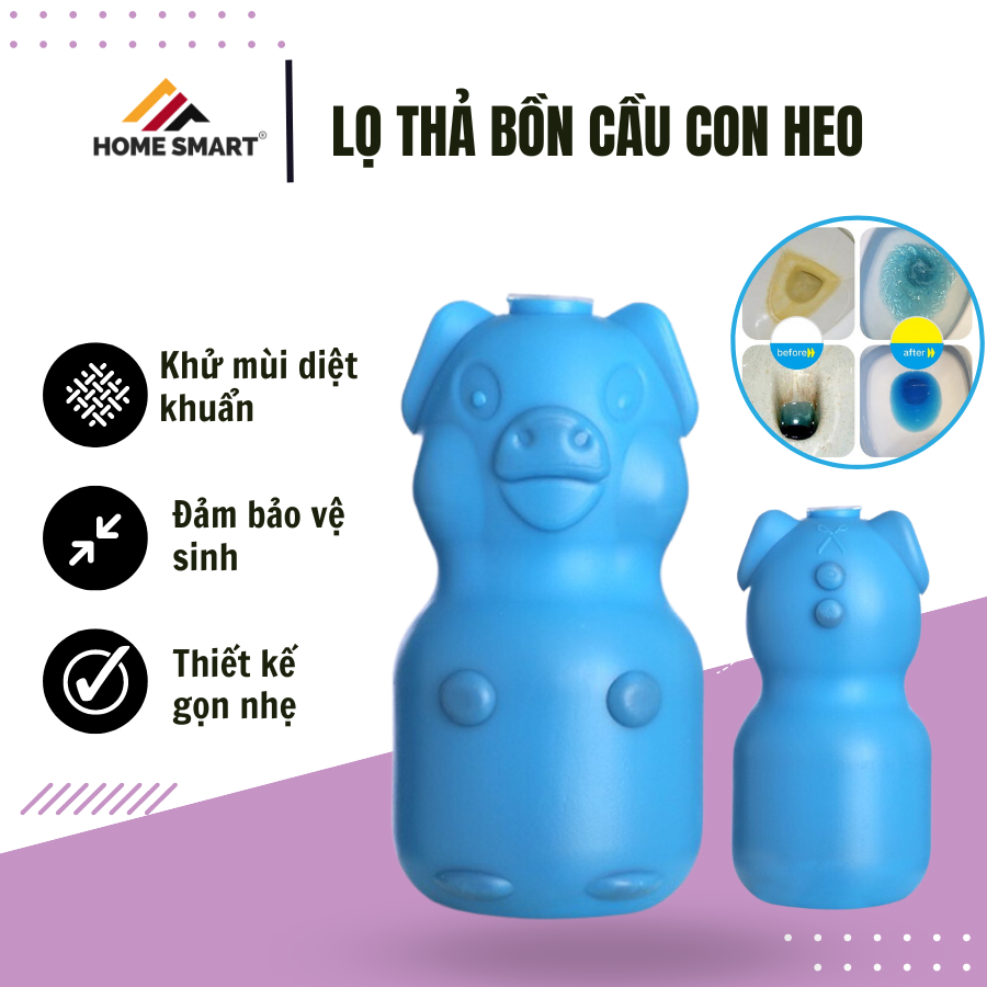 Lọ Thả Bồn Cầu Tẩy Sạch - Diệt Khuẩn - Khử Mùi Toilet, Viên Thả Bồn Cầu Hình Con Heo / Lợn 200G Viên thả bồn cầu [HE01]
