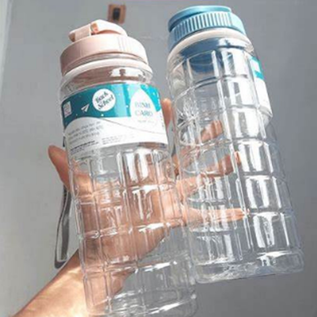 Bình nước học sinh kẻ caro 550ml/750ml/900ml Việt Nhật , Bình đựng nước thể thao có quai dù treo-kimbao