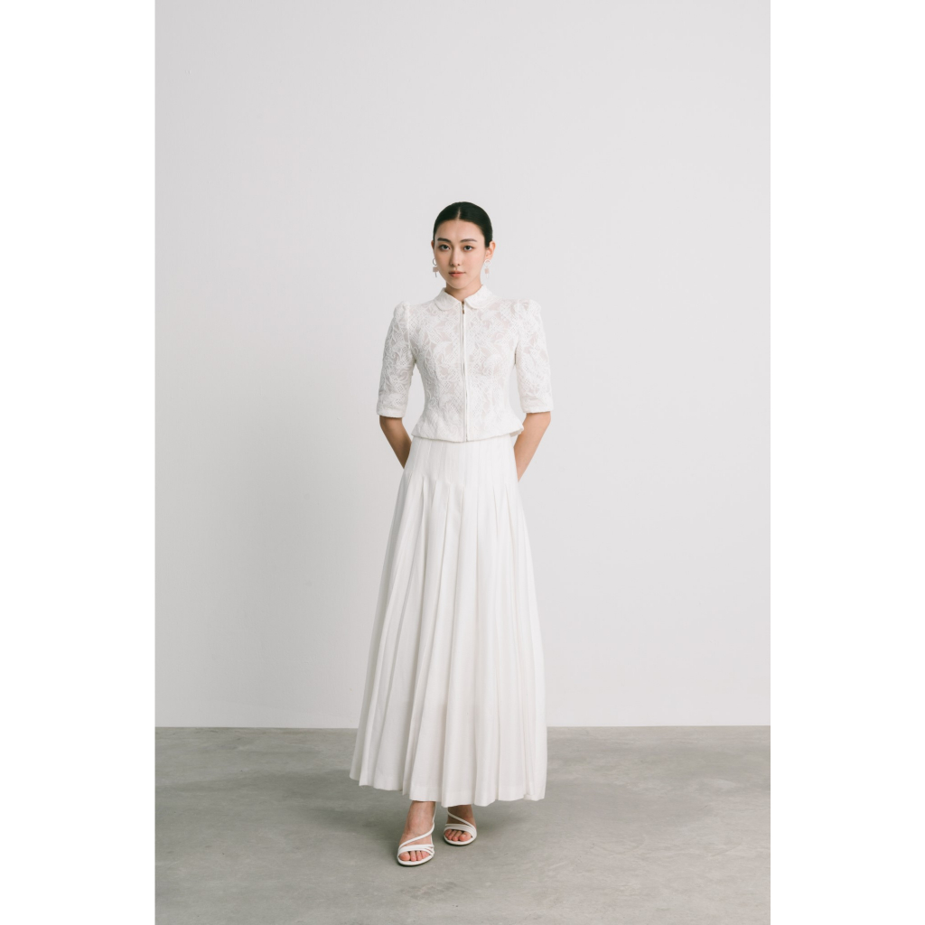 Áo Jacket Lửng Và Chân Váy Xòe Xếp Ly Nữ White Ant ERA MID LENGTH PLEATED SKIRT 110500001.001
