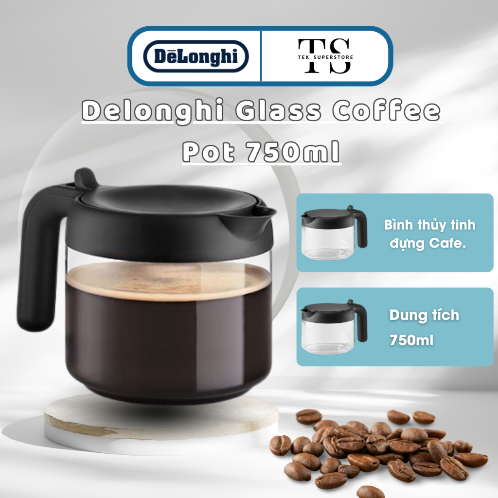 Bình đựng cà phê Delonghi Coffee Carafe/ Coffee Pot DLSC021, chất liệu thủy tinh