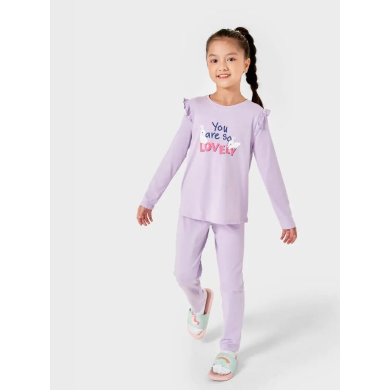 Bộ cotton mặc nhà dài tay bé gái Canifa