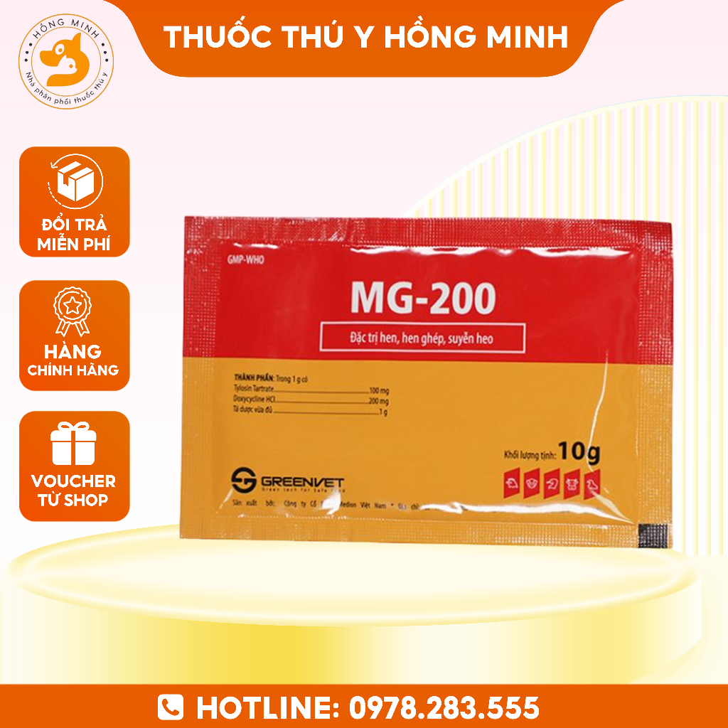MG 200 10gr chuyên hô hấp hen gà khẹc vịt , hen ghép