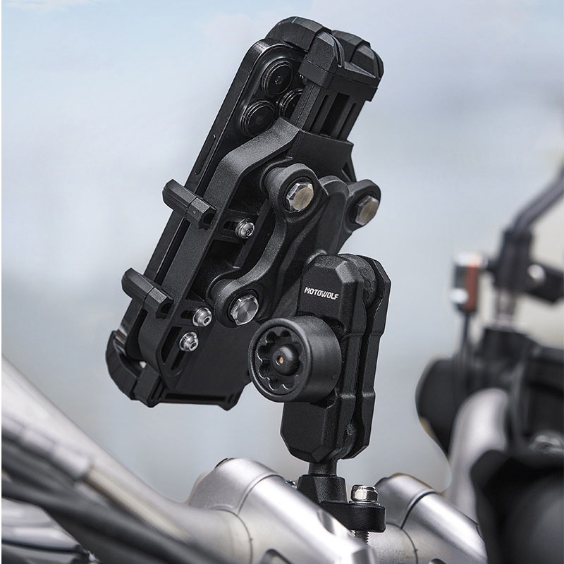 Giá đỡ điện thoại trên xe máy chống rung Motowolf MDL2827 gắn ghi đông hoặc chân gương