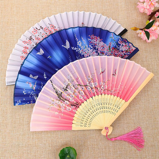 Quạt gấp, Quạt cầm tay cổ trang, quạt cổ trang Trung Quốc Trung Quốc vải lụa in họa tiết, quạt múa văn nghệ-DREAM