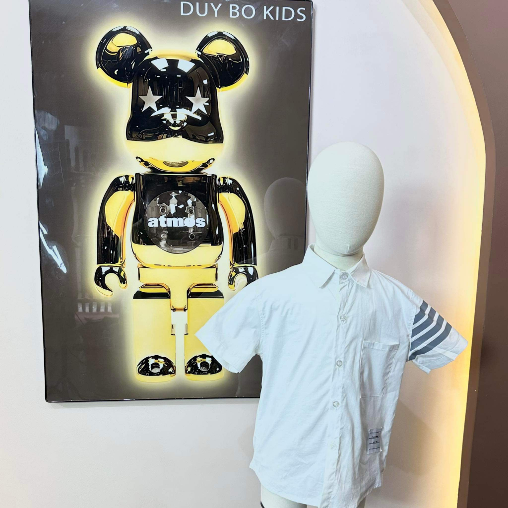 Sơ mi trắng Duybokids ngắn tay TH cho bé trai size từ 8kg đến 40kg
