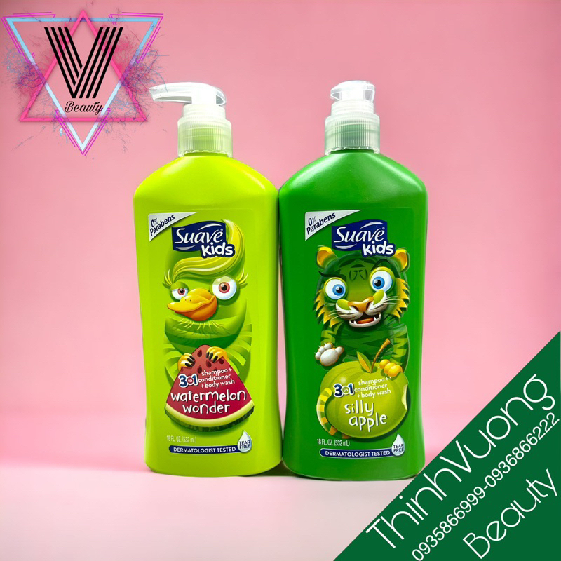 Sữa Tắm Gội Trẻ Em Suave Kids 3 In 1- Hàng Mỹ - Chai 1,18Lit