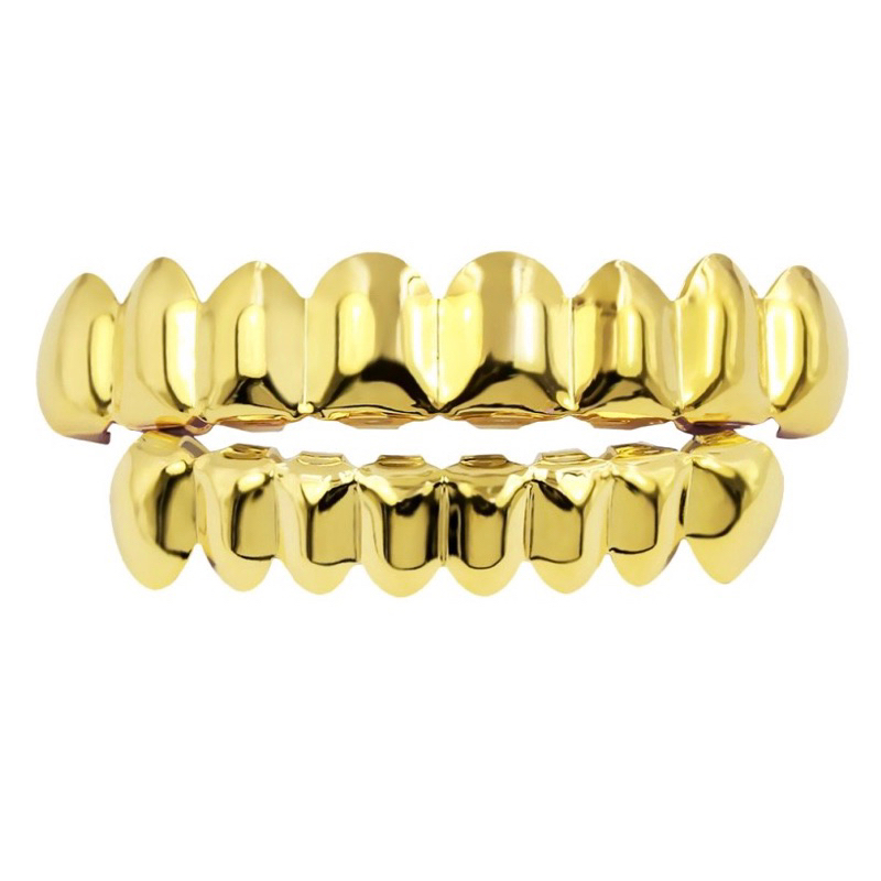 Hai hàm trang sức răng grillz trơn vàng bạc hiphop