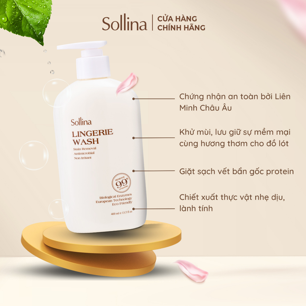 Nước giặt đồ lót chuyên dụng Sollina 400ML Giúp khử mùi, kháng khuẩn