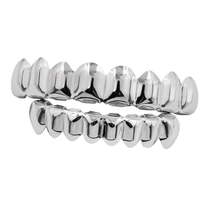 Hai hàm trang sức răng grillz trơn vàng bạc hiphop