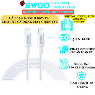Cáp sạc nhanh tyc to tyc pd 65w bwoo x192 silicon cho macbook điện thoại laptop chân tyc