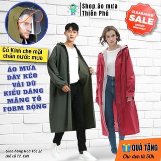 Áo mưa măng tô Dây Kéo vải dù da cá một người mặc 1 đầu, hàng cao cấp loại tốt chống thấm,