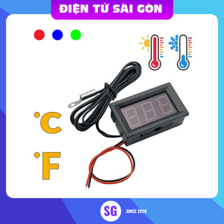 Đồng hồ đo nhiệt độ LED 12VDC Xanh Dương - Màu Đỏ