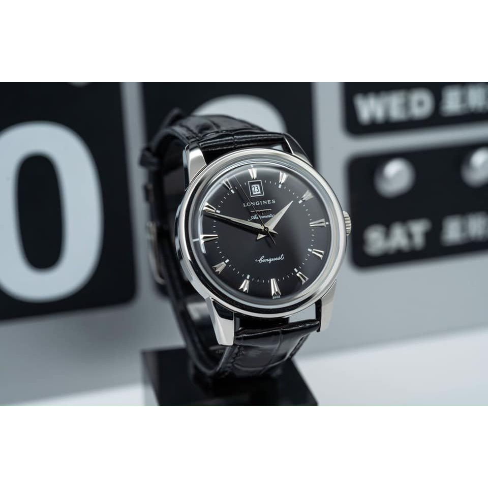 Đồng hồ Nam LG 3kim giả cổ kín đáy mặt đen vỏ trắng  máy nhật dòng cơ Automatic size 40mm dây da