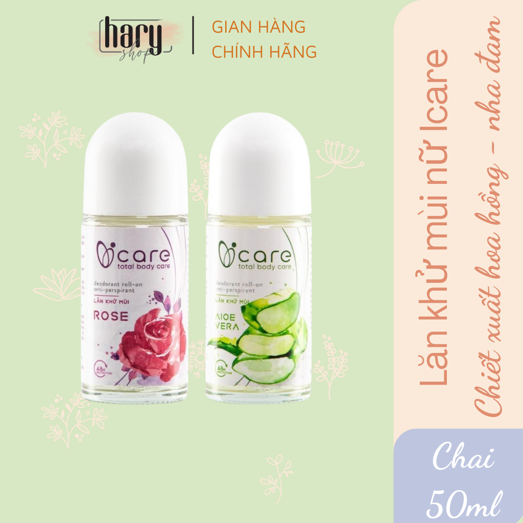 Lăn Khử Mùi Nữ iCARE - Ngăn mùi cơ thể 48H, không gây ố vàng 50ml