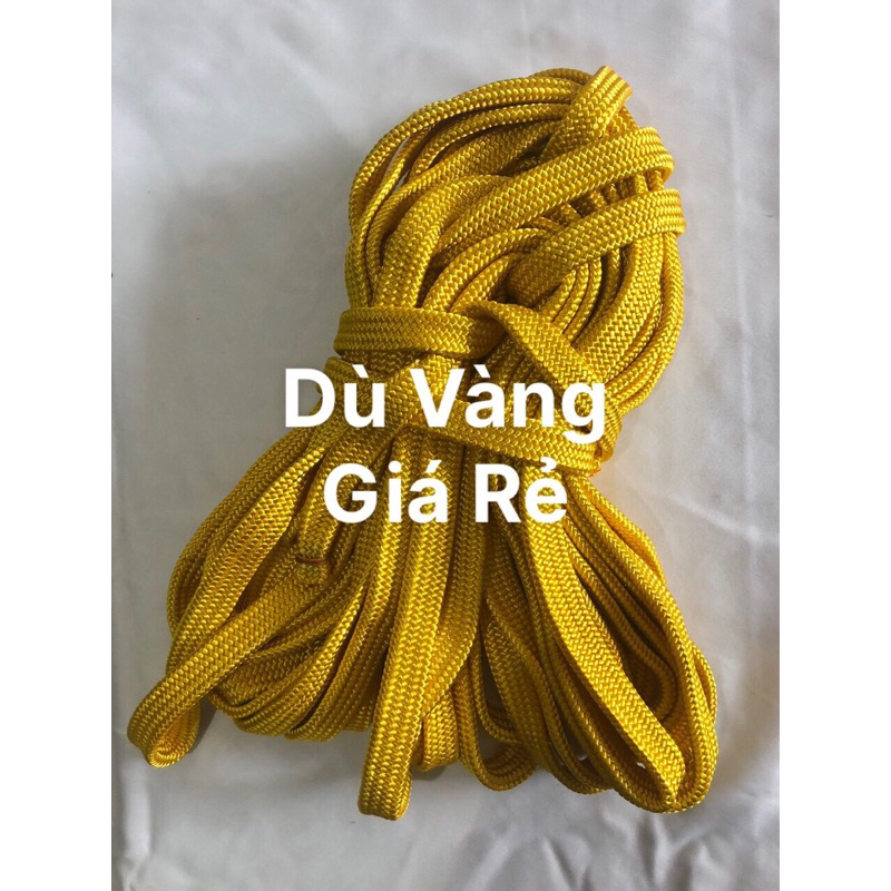 Dây Dù vàng bảng 1f5 cân nặng gần 1ký 21m,dây bóng tốt nhí 1 bó 43m ,dùng luồn bạc xe ràng buột hàng ,rất chắc và bền