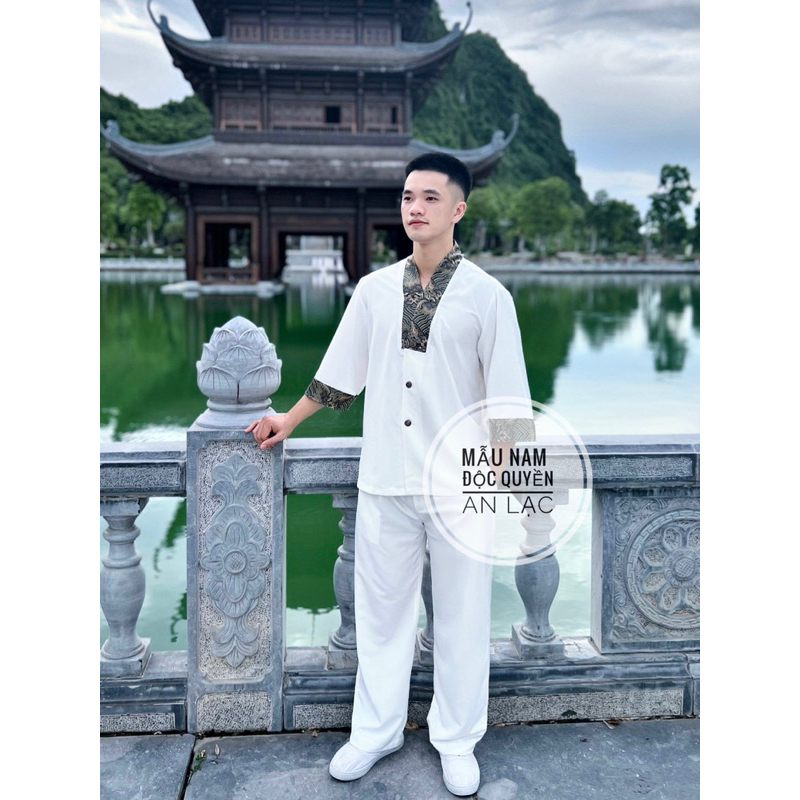 Đồ Lam Đi Chùa Cho Nam, Bộ Đồ Đi Lễ, Khóa Tu Cho Nam Cộc Tay, Vải Đẹp Thoáng Mát, Phong Cách Lịch Sự, Trang Trọng
