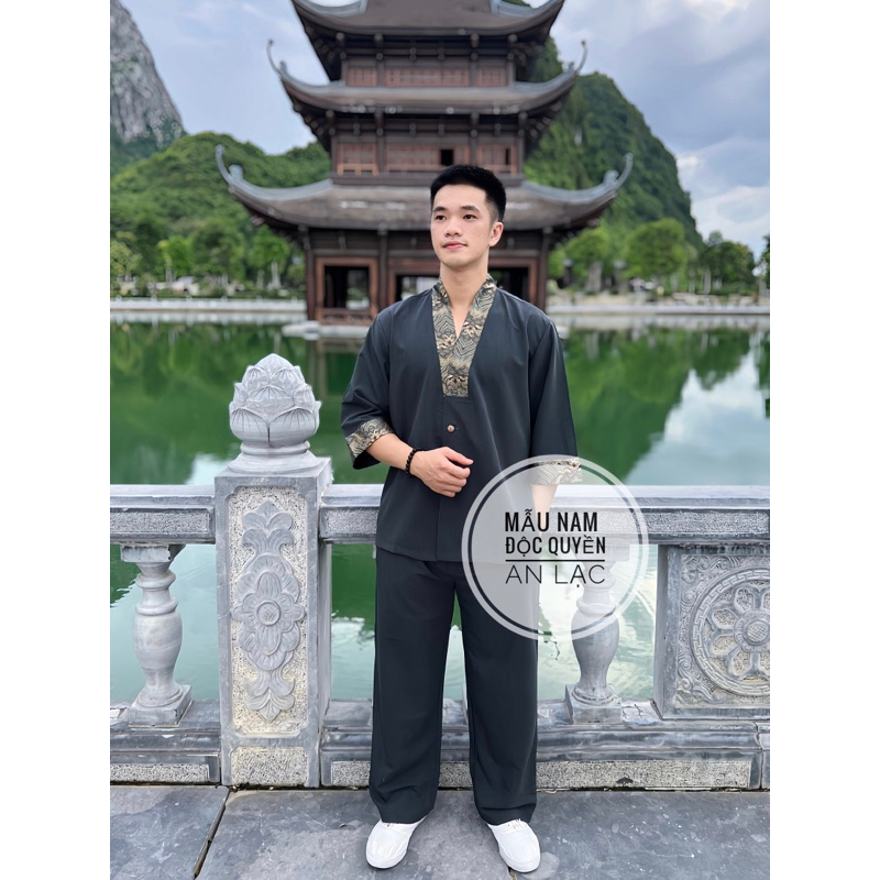 Đồ Lam Đi Chùa Cho Nam, Bộ Đồ Đi Lễ, Khóa Tu Cho Nam Cộc Tay, Vải Đẹp Thoáng Mát, Phong Cách Lịch Sự, Trang Trọng
