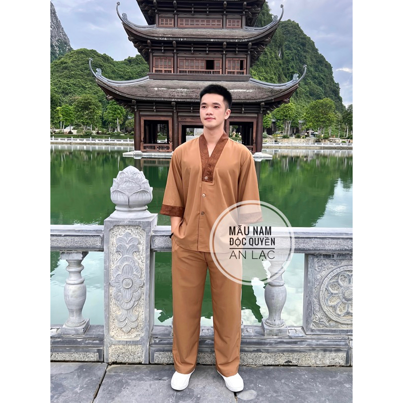 Đồ Lam Đi Chùa Cho Nam, Bộ Đồ Đi Lễ, Khóa Tu Cho Nam Cộc Tay, Vải Đẹp Thoáng Mát, Phong Cách Lịch Sự, Trang Trọng