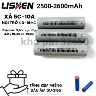 Combo 4 cell pin ls lishen xám 2600mah, dòng xả cao 10a - cell 18650 2600mah - pin 18650_bao tes dung lượng