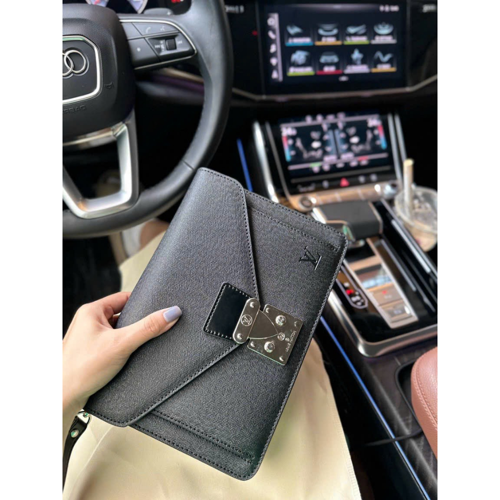 Clutch, ví cầm tay, kẹp nách nam Lờ Vê Thames da tăm, da sần siêu cấp super cực đẹp