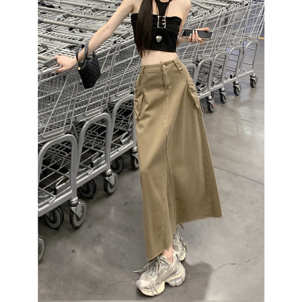 Chân váy dài cá tính túi rút 2 bên chất kaki mềm đứng form phong cách Ulzzang BUNNY deliz