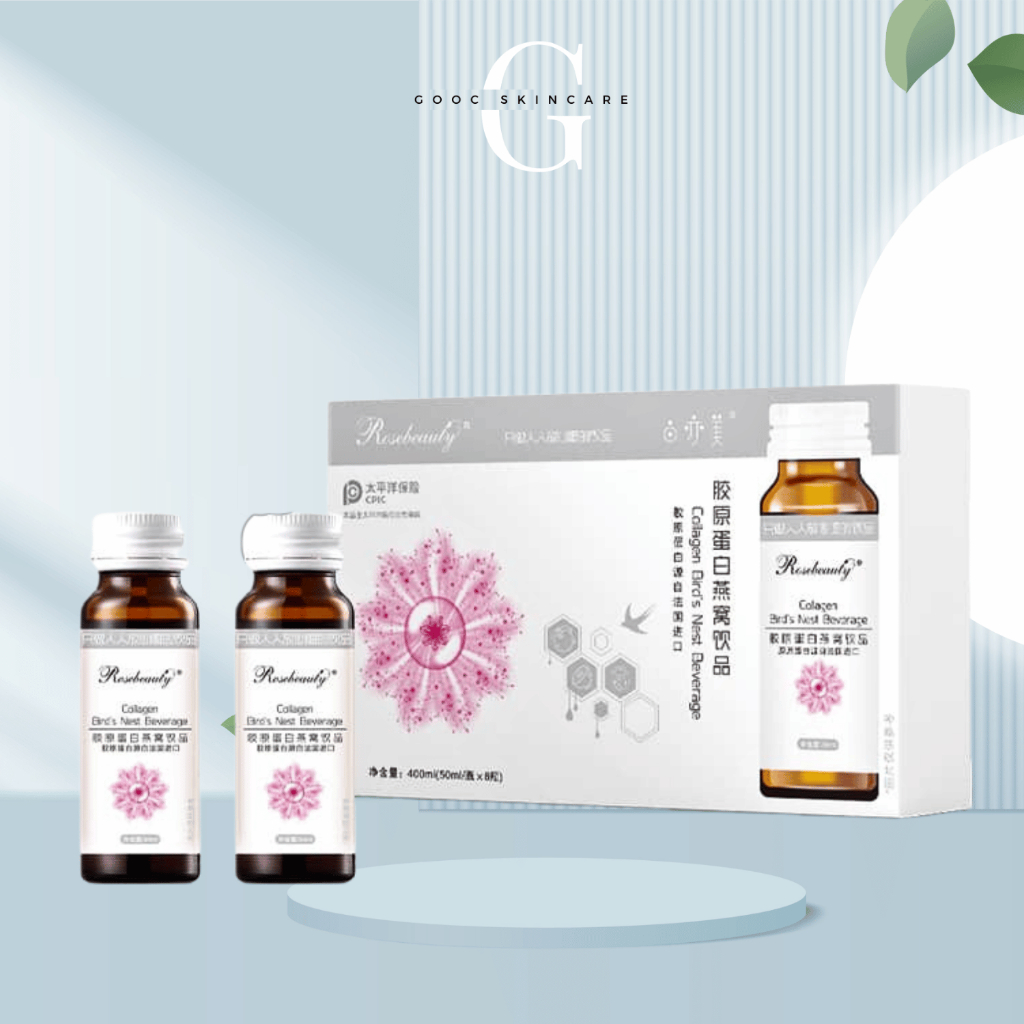 Nước Uống Trắng Da Collagen Tổ Yến Rose Beauty Bird’s Nest - Full Hộp 8 Lọ