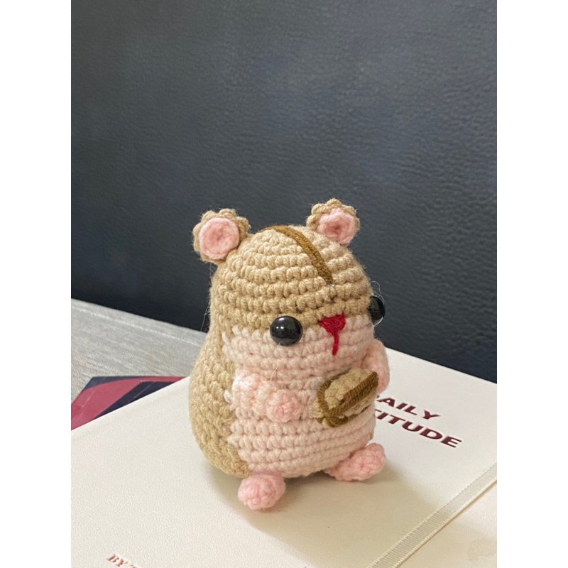 Móc khoá chuột hamster nhồi bông gặm hạt hướng dương trang trí siêu dễ thương a