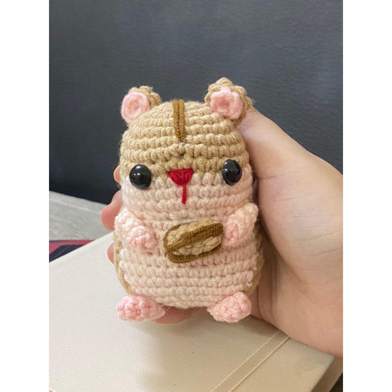 Móc khoá chuột hamster nhồi bông gặm hạt hướng dương trang trí siêu dễ thương a