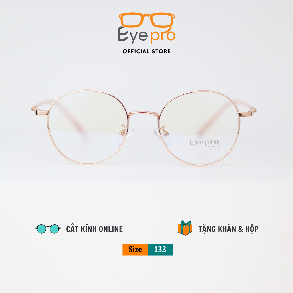 Gọng kính cận nữ nam lắp cận sẵn mắt kính tròn dùng lắp mắt kính cận hoặc 0 độ - Eyepro - GZ2999