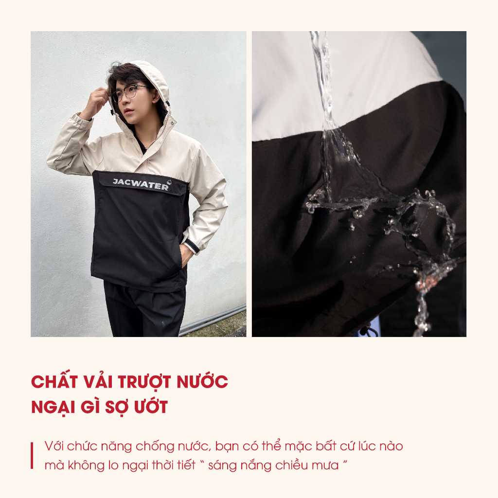 Áo gió chui đầu unisex có túi độc đáo Jacwater