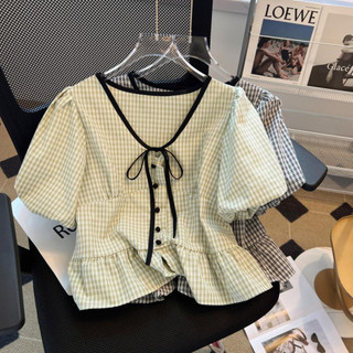 Áo Bigsize Nữ Mập Fashion Áo Kiểu Bigsize Nữ Áo Caro 2 Màu Cổ Tim Thiết Kế Thanh Lịch Đi Làm Hay Đi Chơi Đều Xinh AO0062