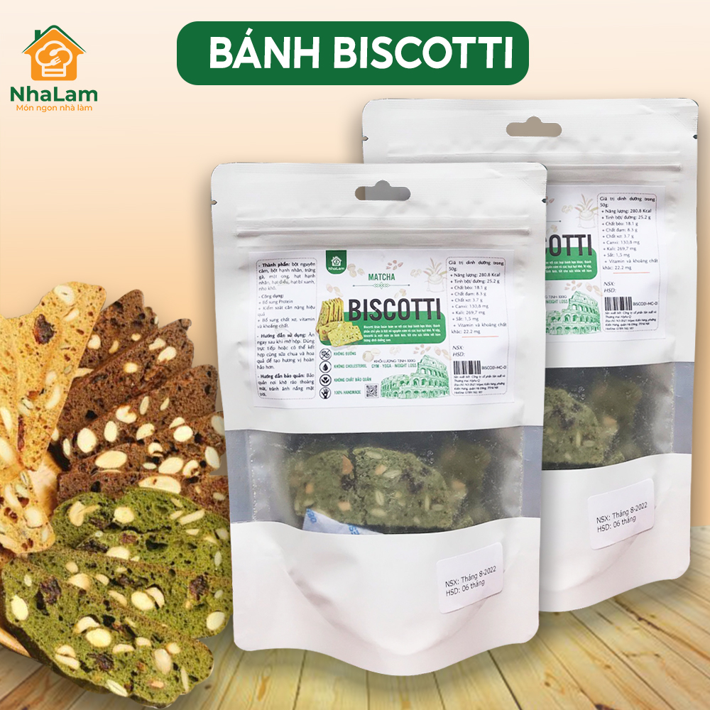 Bánh Biscotti NHALAM 3 Vị Siêu Hạt, Không Đường, Thơm Ngon Giòn Rụm, Bánh Ngũ Cốc Nướng Ăn Kiêng Không Đường