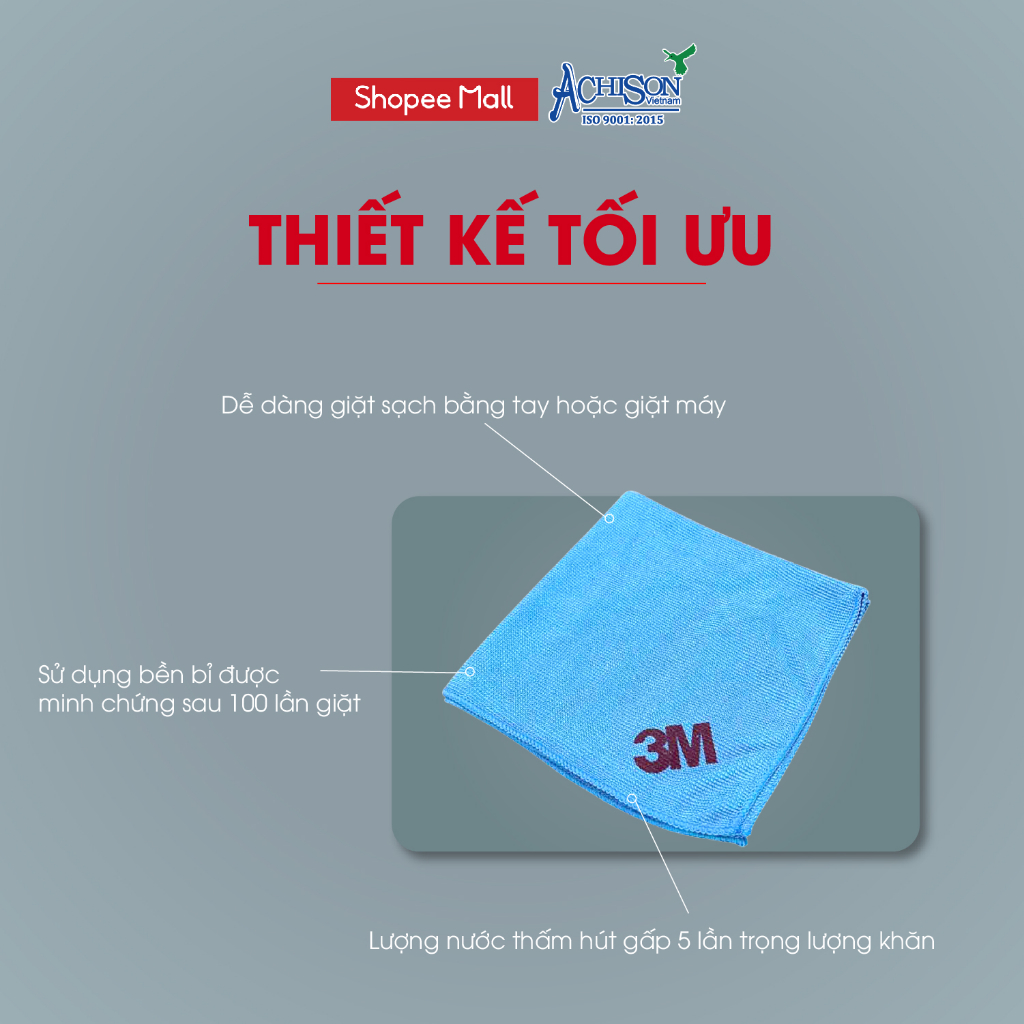 Chính hãng 100% Khăn Lau Đa Năng 3M Microfiber Lau Vân Tay, Lau Bụi, Lau Bếp, Lau Kính Xe