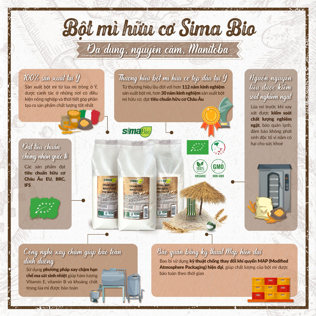 BỘT MÌ HỮU CƠ SimaBio 1kg