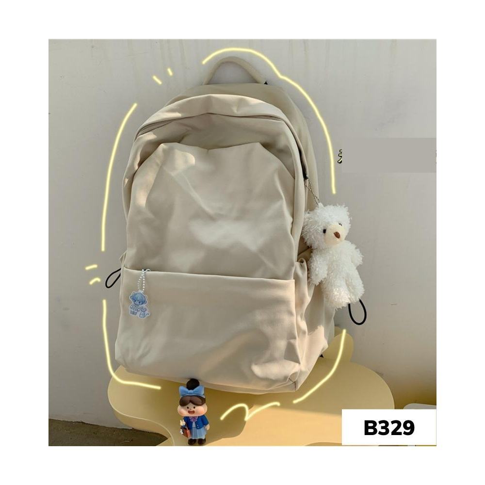 Balo đi học màu trơn đơn giản phong cách hàn quốc, cặp học sinh cấp 2 3 B329 túi đeo vai trơn nhúng