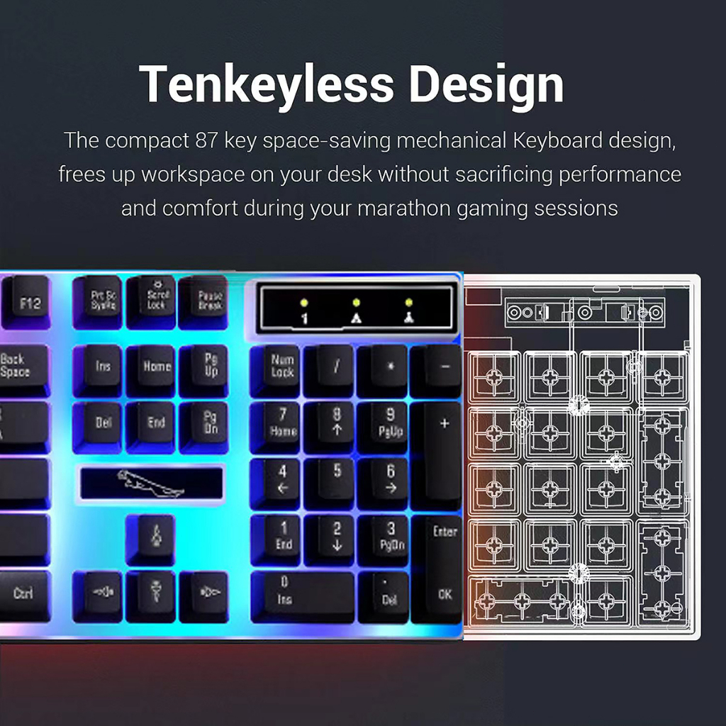 Bàn phím máy tính gaming G21, bàn phím giả cơ kèm chuột có dây với đèn Led 7 màu chuyên dùng PC ,laptop