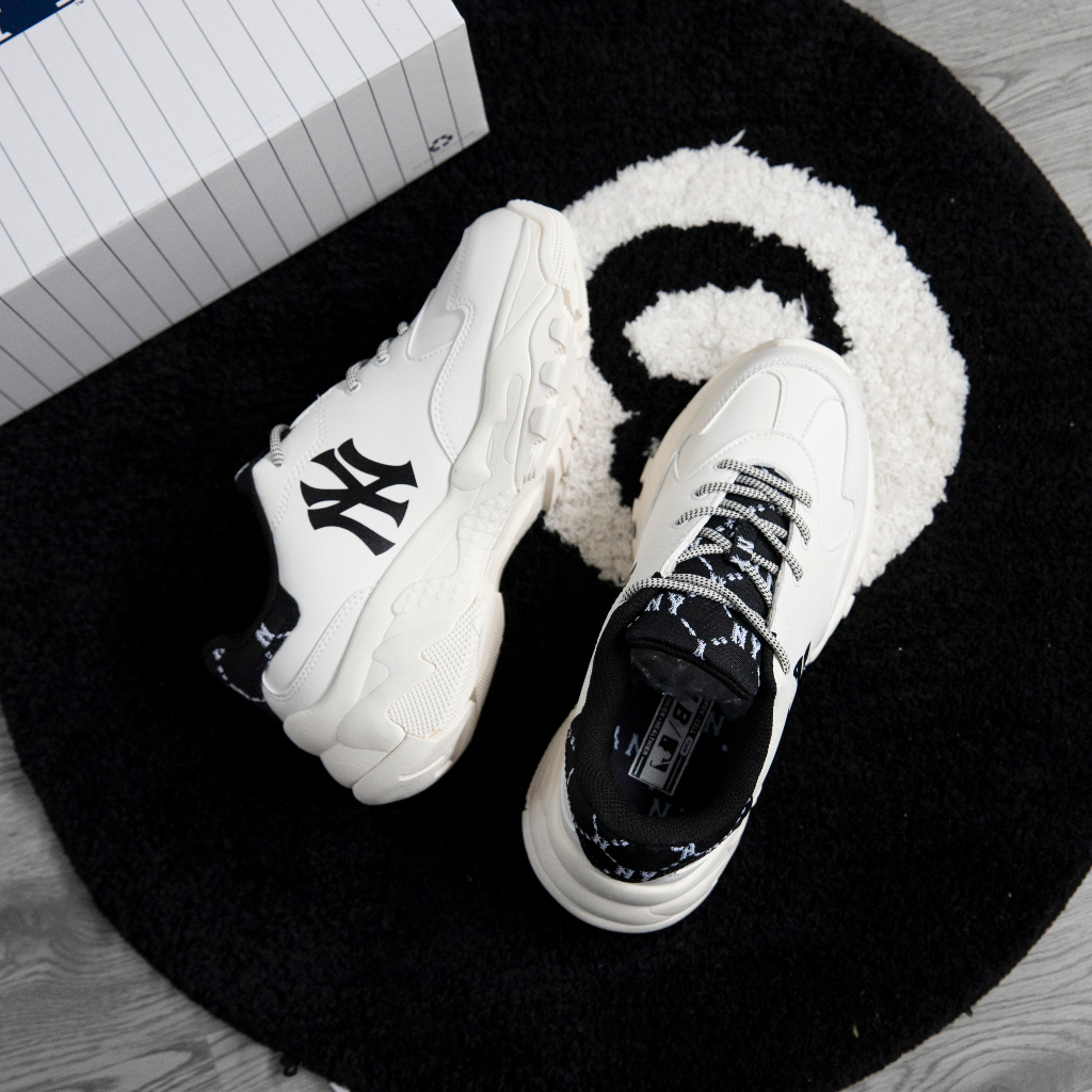 Giày MLB Bigball Chunky Monogram NY Gót Nhung Chính Hãng