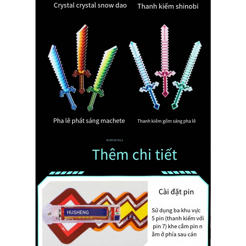 Lớn Minecraft Nhấp Nháy Thanh Kiếm/Đèn LED Chiếu Sáng Khảm Đồ Chơi Kiếm/Quầy Hàng Đường Phố Trẻ Em Nhấp Nháy Đồ Chơi