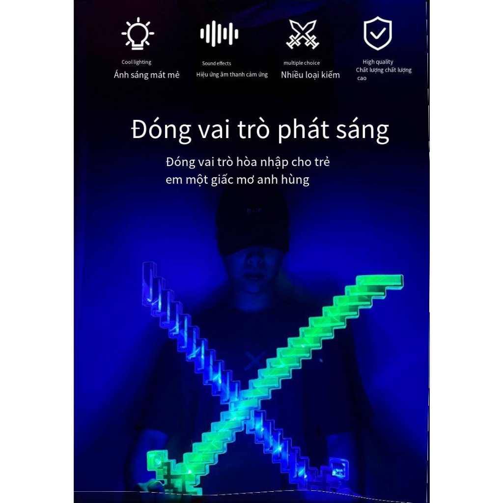 Lớn Minecraft Nhấp Nháy Thanh Kiếm/Đèn LED Chiếu Sáng Khảm Đồ Chơi Kiếm/Quầy Hàng Đường Phố Trẻ Em Nhấp Nháy Đồ Chơi