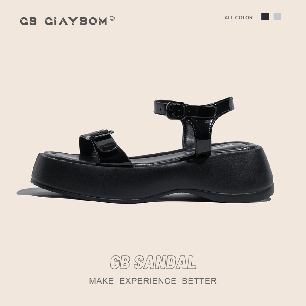 Giày Sandal Nữ Đế Xuồng Quai Ngang Màu Đen Bạc Cao 5 cm giayBOM B2841