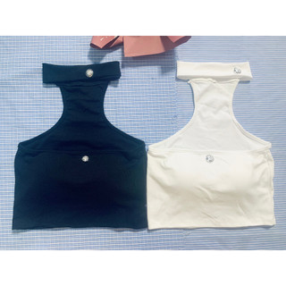 (Video thật) Áo Croptop Choàng Cổ Nút Có Mút
